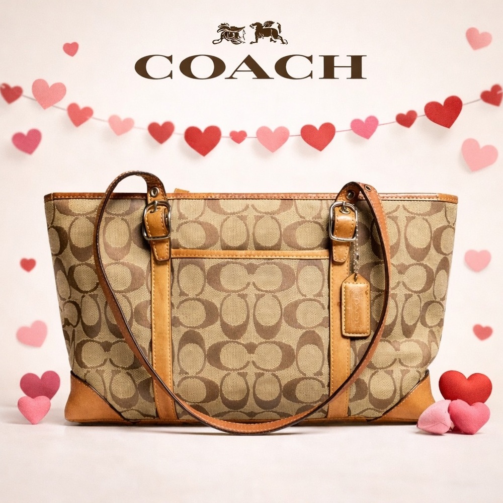 COACH Vintage Signature Canvas Leather Tote Bag | Style 6335 | GUC